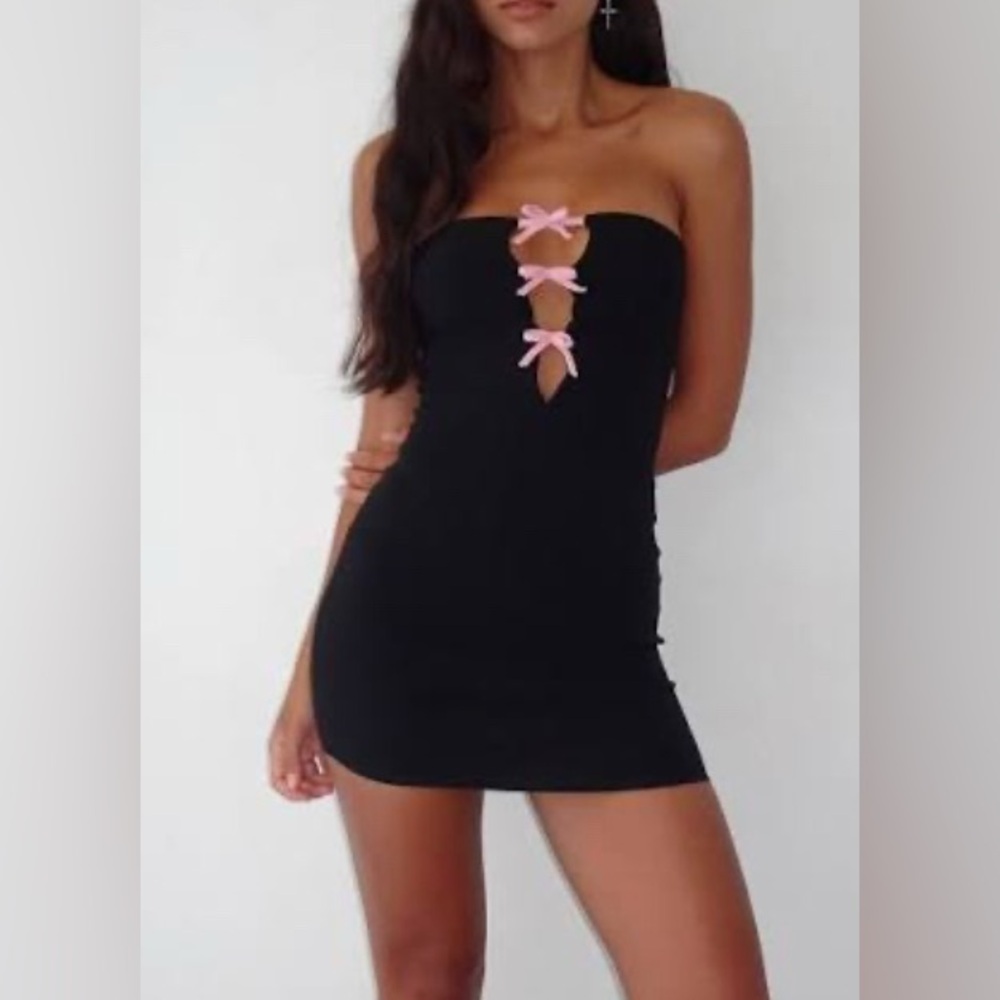 Motel rocks black bow mini dress